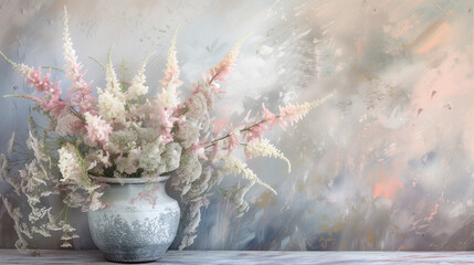 Fototapeta na wymiar vase with astilbe flowers