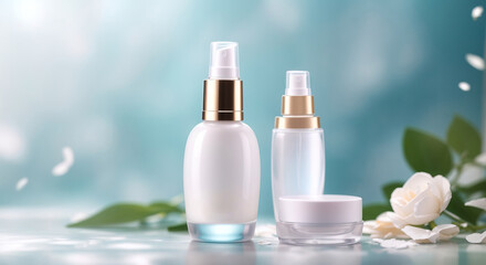 Obraz na płótnie Canvas cosmetic makeup bottle lotion serum cream produc