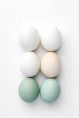 white eggs on a white background empty space