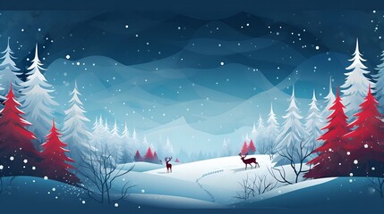 Fototapeta na wymiar Enchanted Winter: Serene Snowy Landscape Illustration