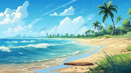 Blissful Vacation Illustration of Summer Beach Background
