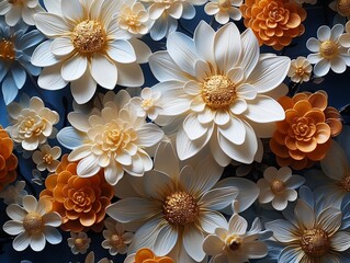 Daisy flower bunches with white background