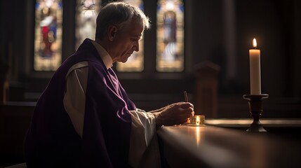 Solemn Reflection: Serene Church Interior Captures the Spirit of Ash Wednesday