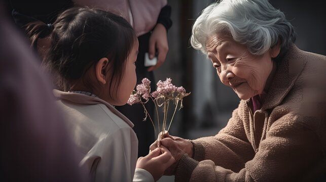 Blooming Kindness: Small Child Spreads Joy on Random Acts of Kindness Day