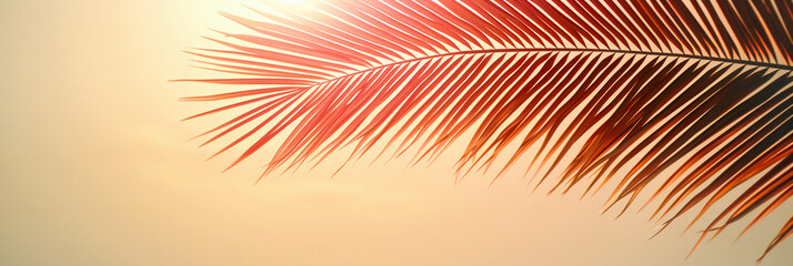 Fototapeta na wymiar Exotic palm leaves against a summer sky, illustrating the vibrant and sunny essence of tropical paradises and vacation dreams