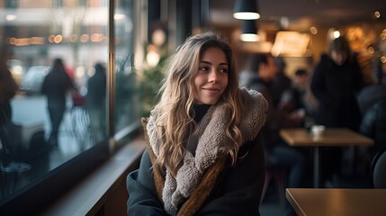 Embracing Self-Love: Contemplative Woman in a City Café Enjoys Solo Activity on Singles Awareness Day