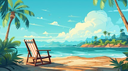Fototapeta premium Magical Beach Background Illustration of Summer Beach Background