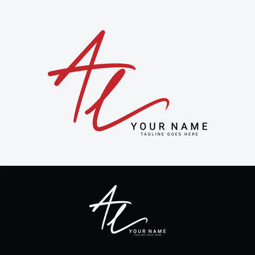A, L, AL Initial letter logo. Alphabet AL Handwritten Signature logo
