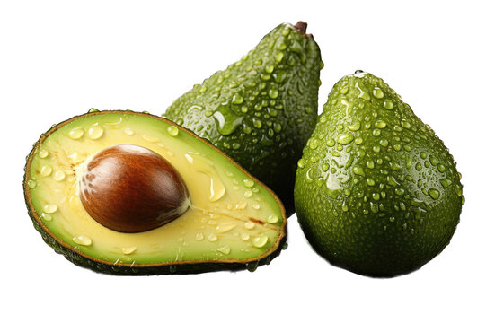 Isolated avocados on transparent background png Generative AI