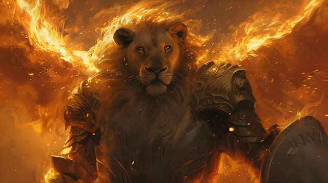 oh deity hd hd lion angel hd with flames wallpaper