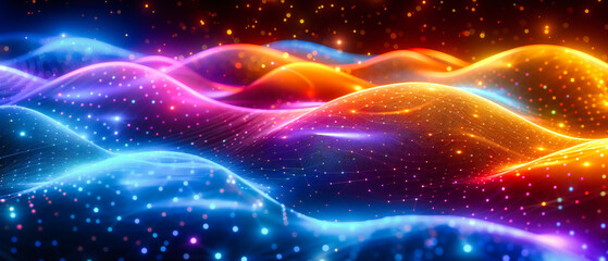 Obraz premium Vibrant abstract with glowing lines and cosmic energy, symbolizing creativity, motion, and the mysterious beauty of the universe