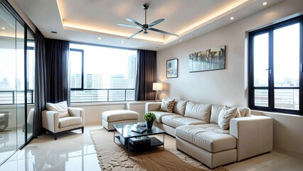 Fototapeta na wymiar Stylish & Luxurious Urban Retreat - modern living room
