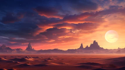 Rolgordijnen sunrise over the mountains © Aansa