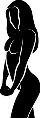 naked woman silhouette - vector monochromatic illustration