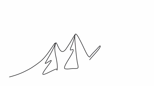 Mountains, one line drawing animation. Video clip with alpha channel.