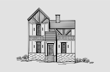 hand drawn sketch of a house