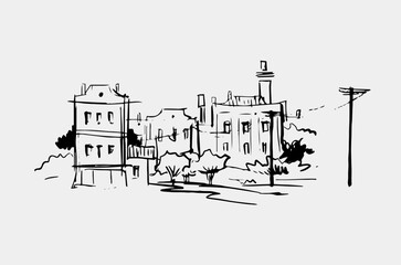 hand drawn sketch of a house