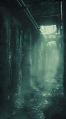 A damp cellar with mold and dripping from the ceiling