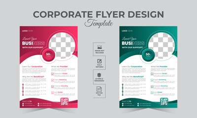 Corporate Business flyer vector design template with modern and minimalist style. Vector brochure cover and back page a4 flyer Layout template design for print. - obrazy, fototapety, plakaty