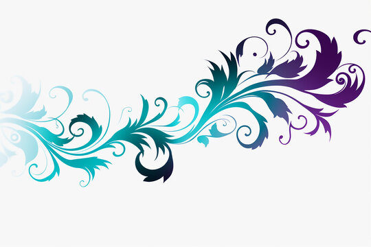 Decorative background ,Abstract interlacing with leaves, branches and butterflies on a white background