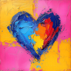 Colorful painted heart as a symbol of love for Valentine's Day