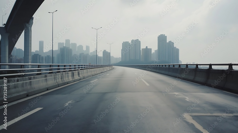 Poster Generative AI : empty highway with cityscape 