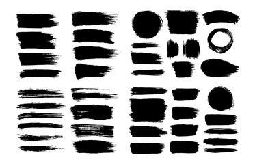 Brush stroke black collection, vector illustration