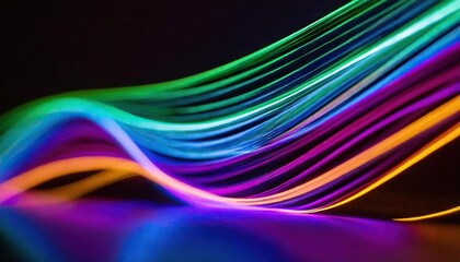  abstract background of colorful neon wavy line glowing in the dark