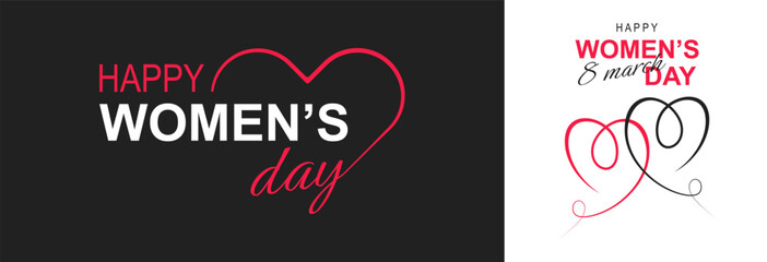  Poster or banner with Women's day. 8 March. Special offer discount. Background for 8 march. Happy Women's day header or voucher template.