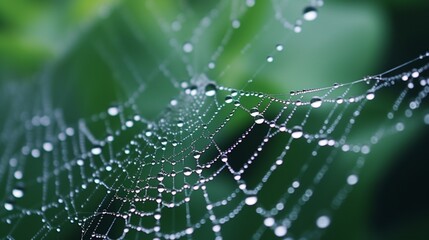 A spiderweb covered in dew, representing the interconnectedness of thoughts and feelings.