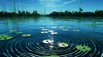 Ripples in a pond, symbolizing the far-reaching impact of positive thoughts on mental well-being.