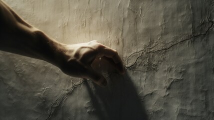 Shadows of hands reaching towards each other on a textured surface, symbolizing the power of connection.
