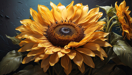 illustration sun flowers,digital painting