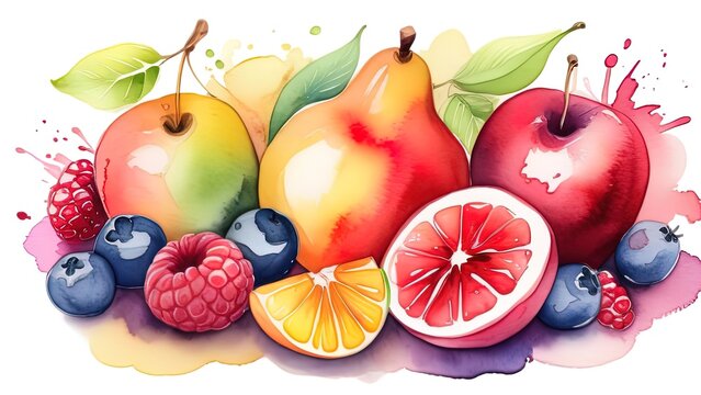 clipart fruits watercolor illustration