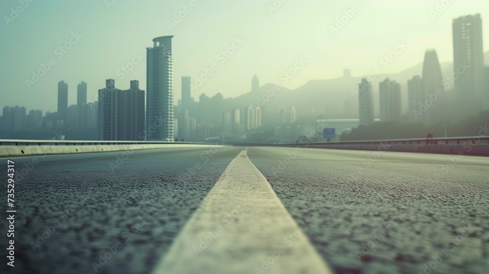 Poster Generative AI : empty highway with cityscape 