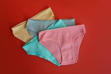 women's underwear, cotton briefs, comfortable clothes made of natural materials, wardrobe. background for the design.