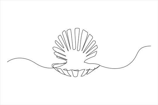 open oyster shell Continuous one line drawing. Seashell symbol and banner of beauty spa and wellness salon in simple linear style