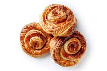 danish pastry concept,  top view. bakery produce isolated on white background.