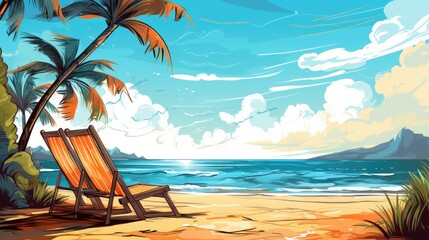 Seaside Escape Illustration of Summer Beach Background