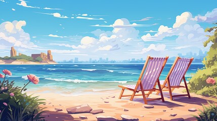 Summer Delight Illustration of Summer Beach Background