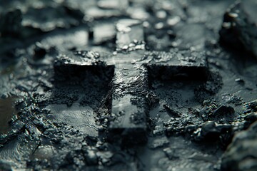 Capture the essence of Ash Wednesday with a visual representation showcasing the Christian cross and ash as symbols of religion, sacrifice, and the redemption of Jesus Christ