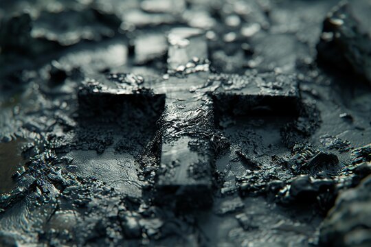 Capture the essence of Ash Wednesday with a visual representation showcasing the Christian cross and ash as symbols of religion, sacrifice, and the redemption of Jesus Christ