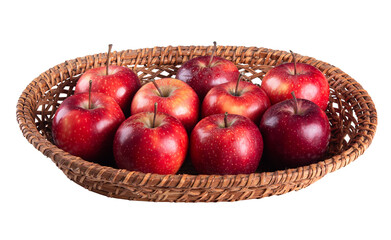 Basket with red apples with transparent background png