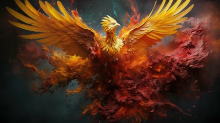 fire phoenix ashes - obrazy, fototapety, plakaty
