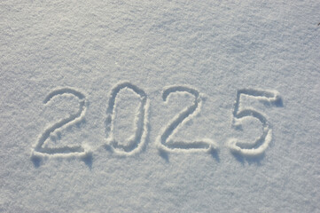 Happy new year 2025, winter holidays, figures in the snow, the year of the snake. background for the design.