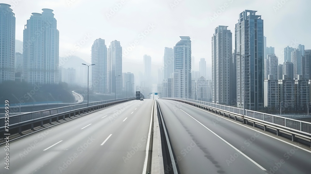 Poster Generative AI : empty highway with cityscape 