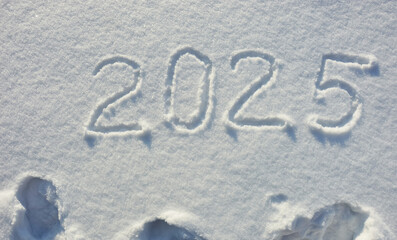 Happy new year 2025, winter holidays, figures in the snow, the year of the snake. background for the design.