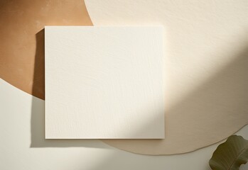 Blank white paper sheet on brown background. Mock up for design
