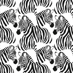 Fototapeta na wymiar Black and white seamless pattern with zebras.