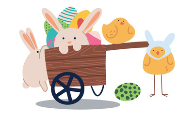 Bunnies,chicken and easter eggs